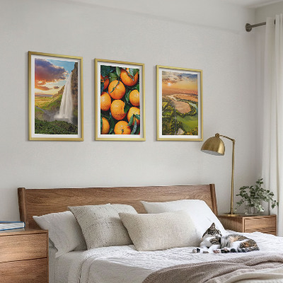 Bilder-3er-set mit rahmen Orange Mountain Wasserfall
