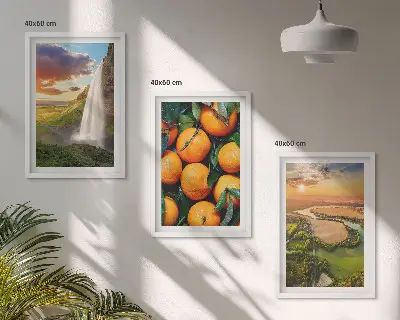 Orange Mountain Wasserfall 3er-Set mit Rahmen