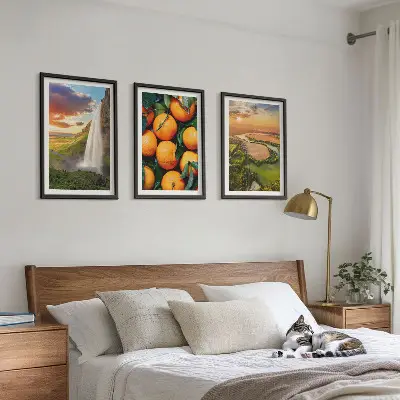 Orange Mountain Wasserfall 3er-Set mit Rahmen