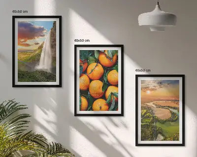 Orange Mountain Wasserfall 3er-Set mit Rahmen