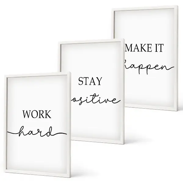 Minimalistische Motivationsinschriften 3er-Set Bilder mit Rahmen