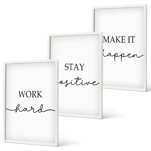 Bilder-3er-set mit rahmen Minimalistische Motivationsinschriften