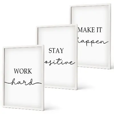 Minimalistische Motivationsinschriften 3er-Set Bilder mit Rahmen