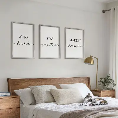 Minimalistische Motivationsinschriften 3er-Set Bilder mit Rahmen