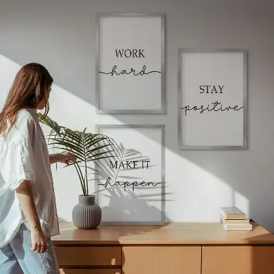 Minimalistische Motivationsinschriften 3er-Set Bilder mit Rahmen