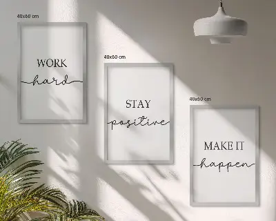 Minimalistische Motivationsinschriften 3er-Set Bilder mit Rahmen