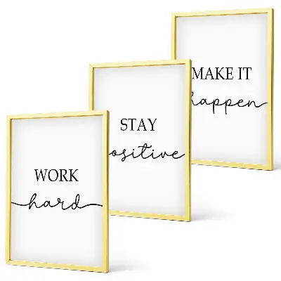 Minimalistische Motivationsinschriften 3er-Set Bilder mit Rahmen