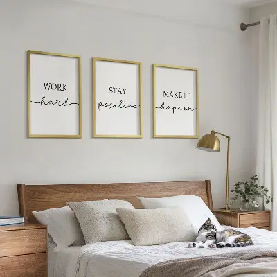 Minimalistische Motivationsinschriften 3er-Set Bilder mit Rahmen