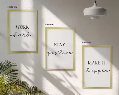 Minimalistische Motivationsinschriften 3er-Set Bilder mit Rahmen