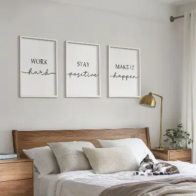 Minimalistische Motivationsinschriften 3er-Set Bilder mit Rahmen