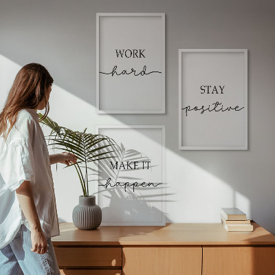 Bilder-3er-set mit rahmen Minimalistische Motivationsinschriften