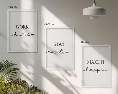Minimalistische Motivationsinschriften 3er-Set Bilder mit Rahmen