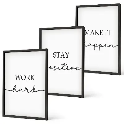 Minimalistische Motivationsinschriften 3er-Set Bilder mit Rahmen