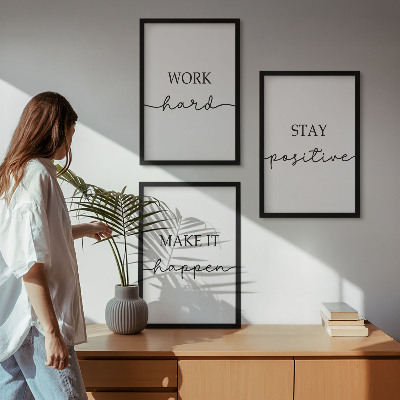 Bilder-3er-set mit rahmen Minimalistische Motivationsinschriften