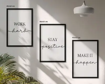 Minimalistische Motivationsinschriften 3er-Set Bilder mit Rahmen