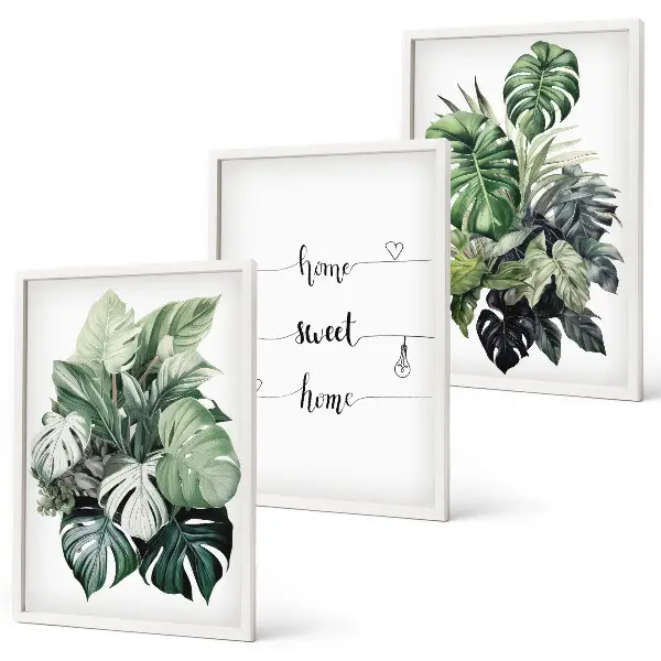 Aquarell Monstera Blätter gerahmtes Bilderset