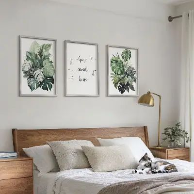 Aquarell Monstera Blätter gerahmtes Bilderset