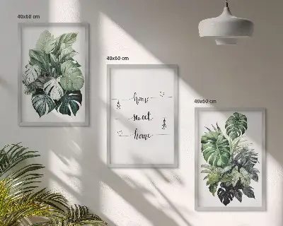 Aquarell Monstera Blätter gerahmtes Bilderset
