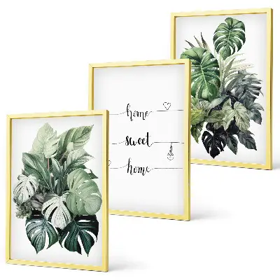 Aquarell Monstera Blätter gerahmtes Bilderset