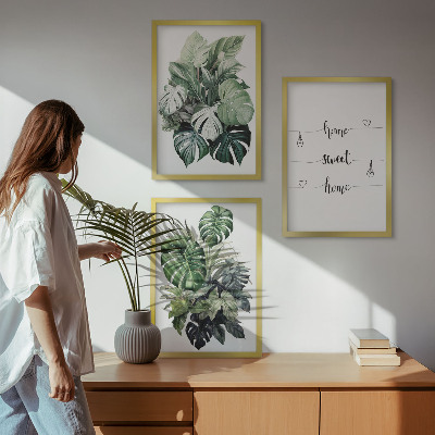 Gerahmtes bilderset Aquarell-Monstera-Blätter