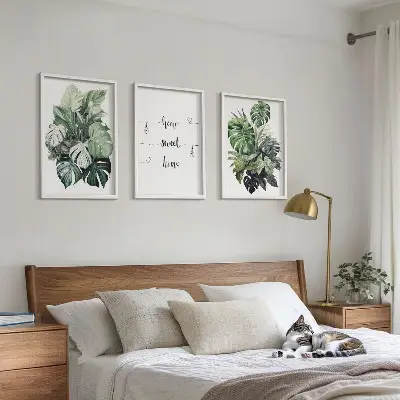 Aquarell Monstera Blätter gerahmtes Bilderset