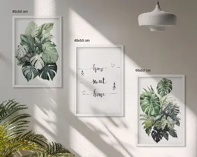 Aquarell Monstera Blätter gerahmtes Bilderset