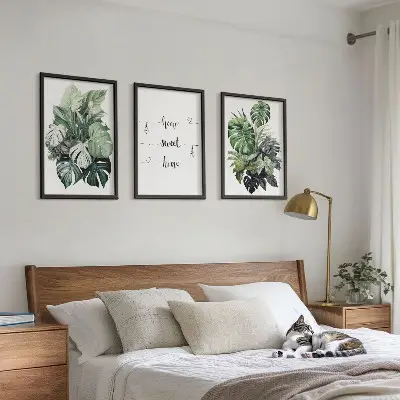 Aquarell Monstera Blätter gerahmtes Bilderset
