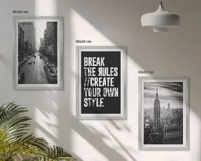 3er-Set Wandbilder mit Rahmen schwarz-weiße Stadtstraßen-Motive als Inspiration