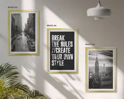3er-Set Wandbilder mit Rahmen schwarz-weiße Stadtstraßen-Motive als Inspiration