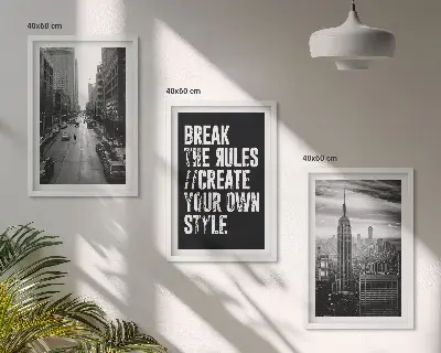 3er-Set Wandbilder mit Rahmen schwarz-weiße Stadtstraßen-Motive als Inspiration