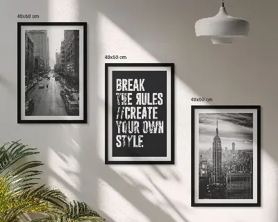 3er-Set Wandbilder mit Rahmen schwarz-weiße Stadtstraßen-Motive als Inspiration