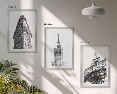 Gerahmtes bilderset Architektonische Schwarz-Weiß-Gebäude