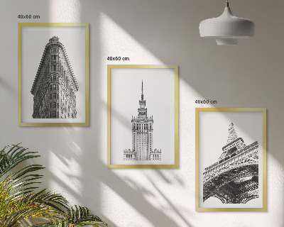 Gerahmtes bilderset Architektonische Schwarz-Weiß-Gebäude