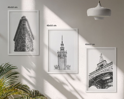 Gerahmtes bilderset Architektonische Schwarz-Weiß-Gebäude