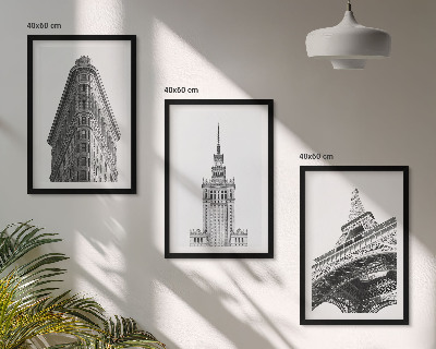 Gerahmtes bilderset Architektonische Schwarz-Weiß-Gebäude