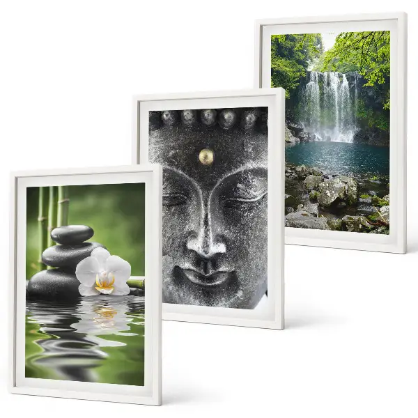 Harmoniesteine Wasser Buddha 3er-Set Bilder mit Rahmen