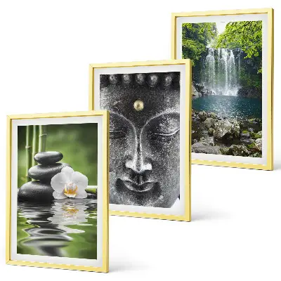 Harmoniesteine Wasser Buddha 3er-Set Bilder mit Rahmen