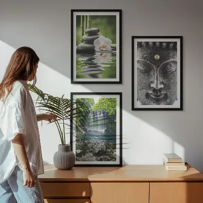 Harmoniesteine Wasser Buddha 3er-Set Bilder mit Rahmen
