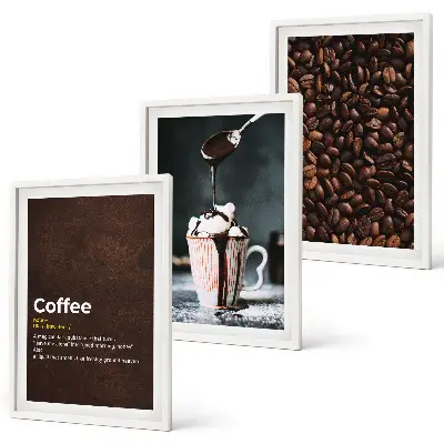 Kaffeegetränk mit Schlagsahne 3er-Set Bilder mit Rahmen