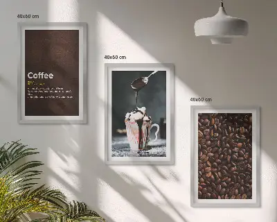 Kaffeegetränk mit Schlagsahne 3er-Set Bilder mit Rahmen