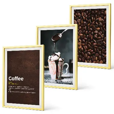 Kaffeegetränk mit Schlagsahne 3er-Set Bilder mit Rahmen