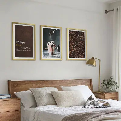 Kaffeegetränk mit Schlagsahne 3er-Set Bilder mit Rahmen