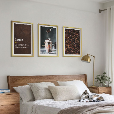 Bilder-3er-set mit rahmen Kaffeegetränk mit Schlagsahne