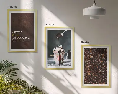 Kaffeegetränk mit Schlagsahne 3er-Set Bilder mit Rahmen