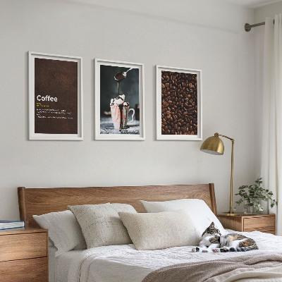 Bilder-3er-set mit rahmen Kaffeegetränk mit Schlagsahne