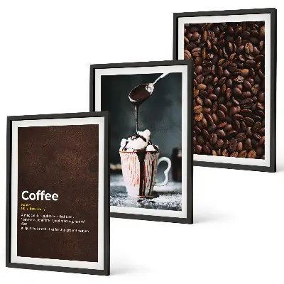 Kaffeegetränk mit Schlagsahne 3er-Set Bilder mit Rahmen