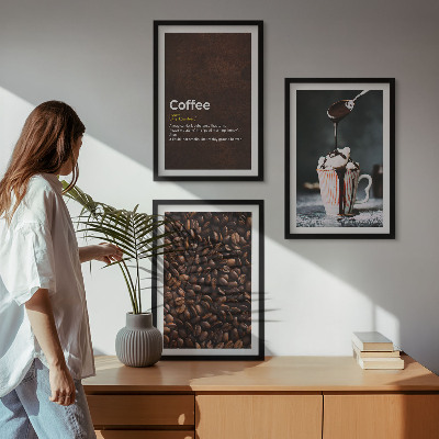 Bilder-3er-set mit rahmen Kaffeegetränk mit Schlagsahne