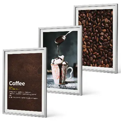 Kaffeegetränk mit Schlagsahne 3er-Set Bilder mit Rahmen