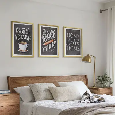 Bilder-3er-Set mit Rahmen mit Motiven und Inschriften für die Küche