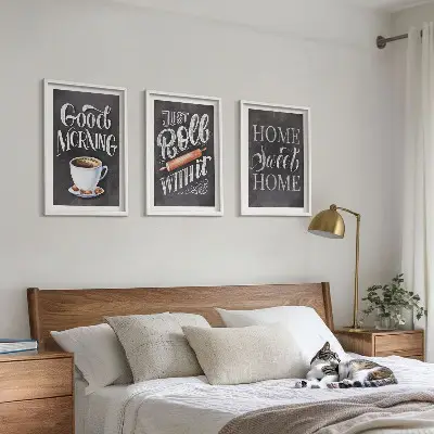 Bilder-3er-Set mit Rahmen mit Motiven und Inschriften für die Küche